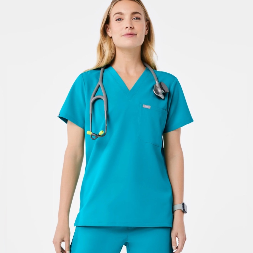 Figs Teal scrubs (2nd release with lime drawstring)
